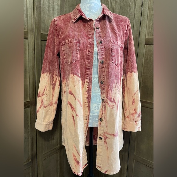 Women’s Corduroy Ombré Long Button Down Shirt. - Picture 1 of 7